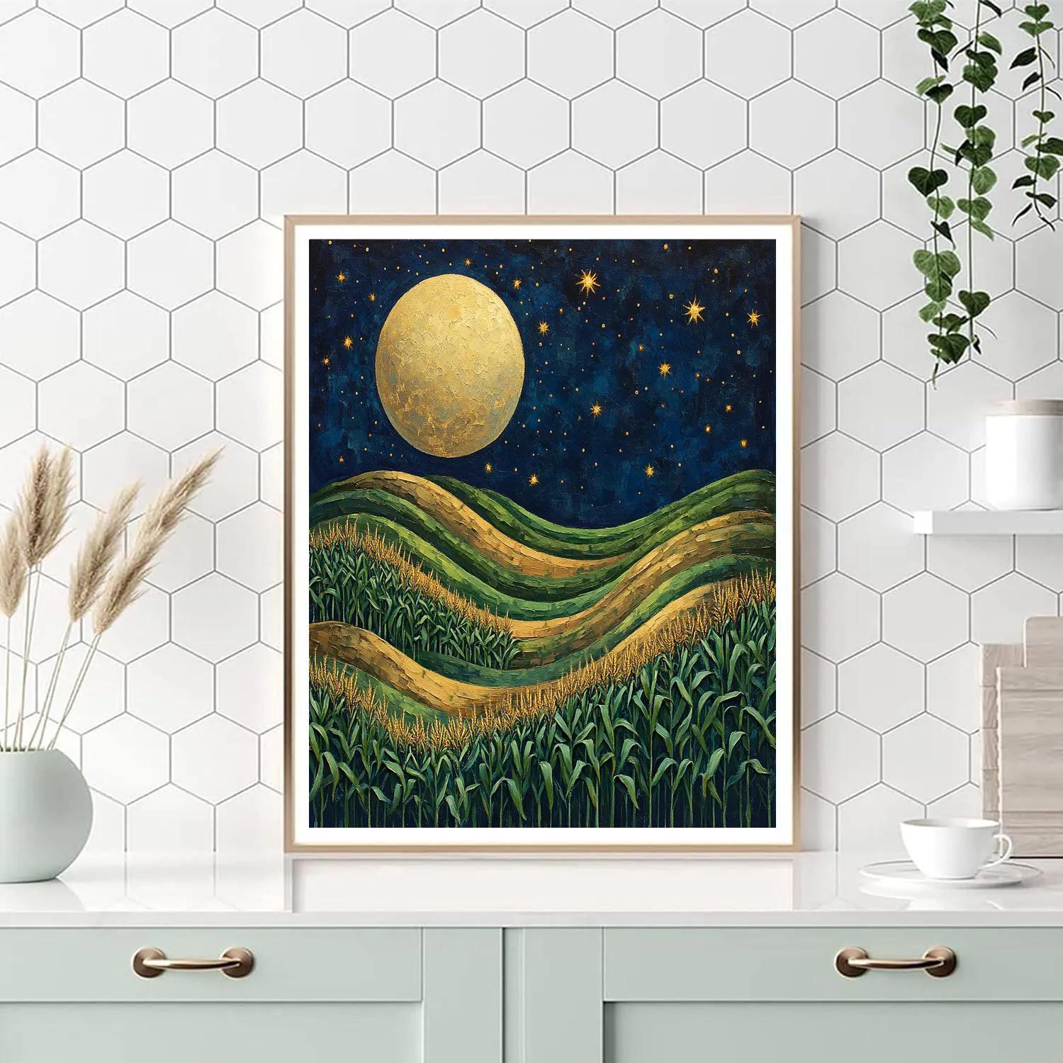 Frida Kahlo Inspired Corn Moon Over Terraced Dreams Number painting