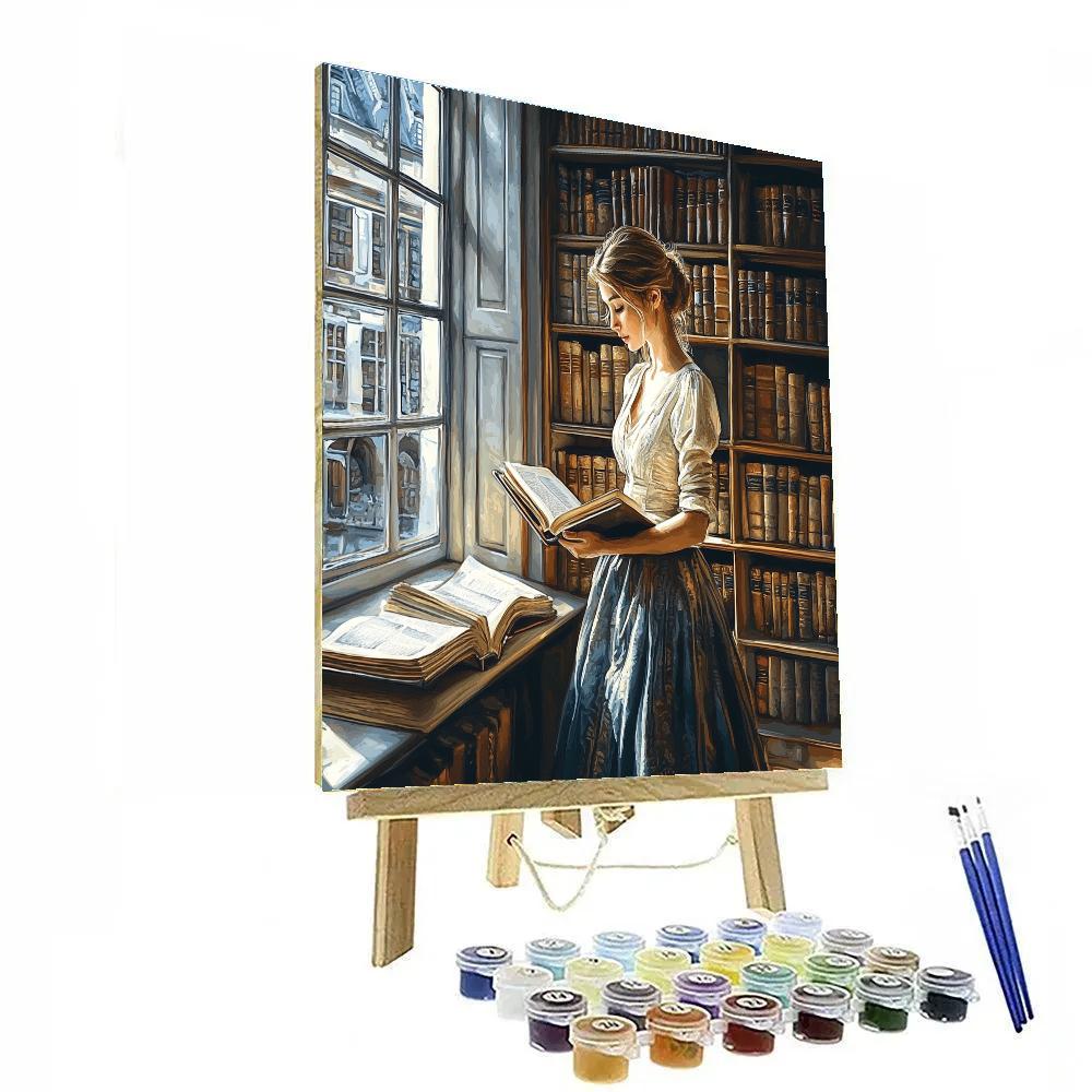 Vermeer Inspired Girl At Library Window Number painting