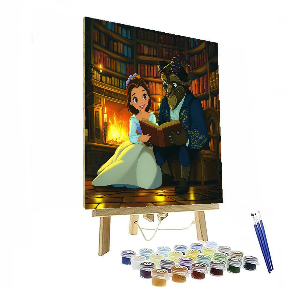 Belle And Beast’s Library Evening Disney Inspired DIY paint by numbers