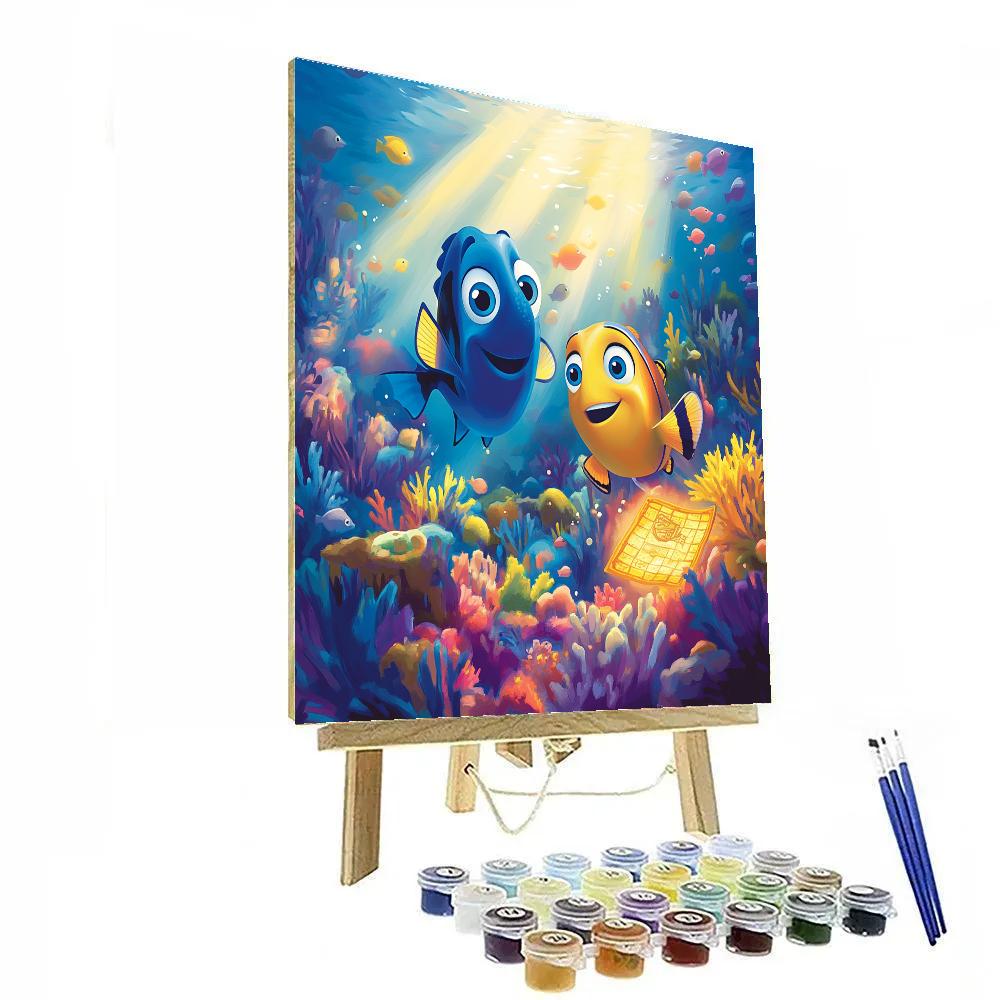 Dory And Marlin’s Underwater Treasure Map Disney Inspired Number painting