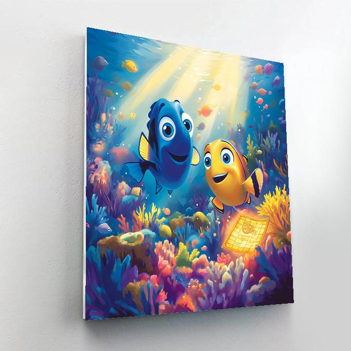 Dory And Marlin’s Underwater Treasure Map Disney Inspired Number painting