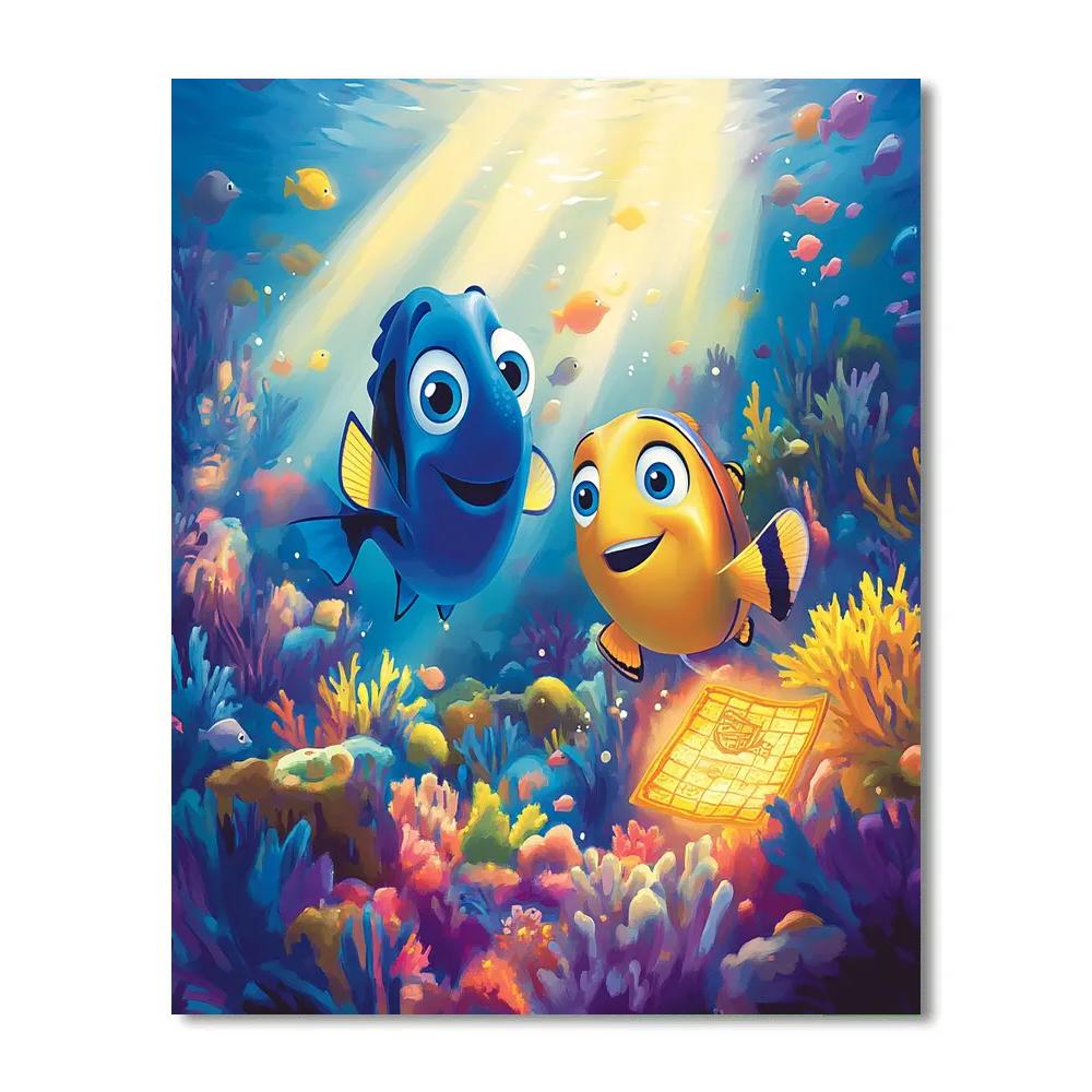 Dory And Marlin’s Underwater Treasure Map Disney Inspired Number painting