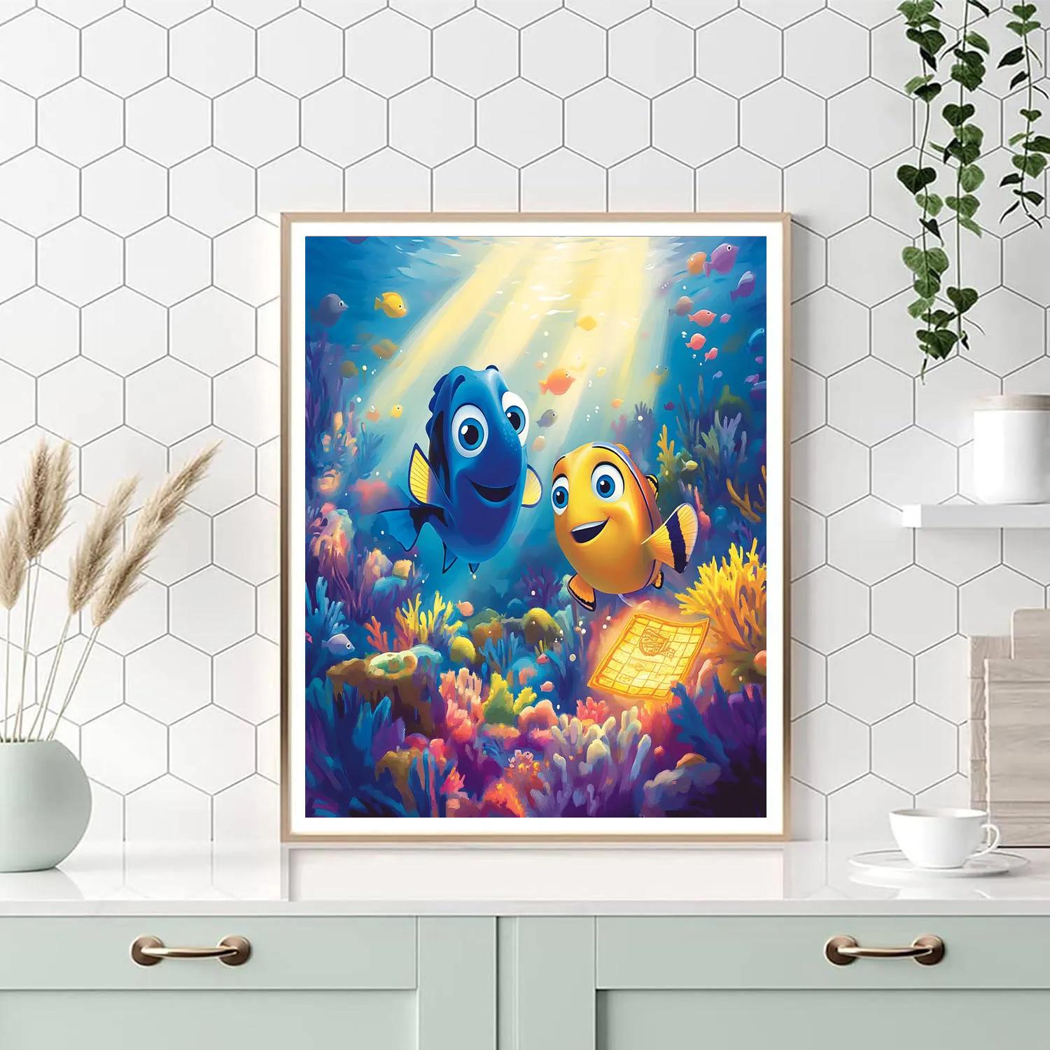 Dory And Marlin’s Underwater Treasure Map Disney Inspired Number painting