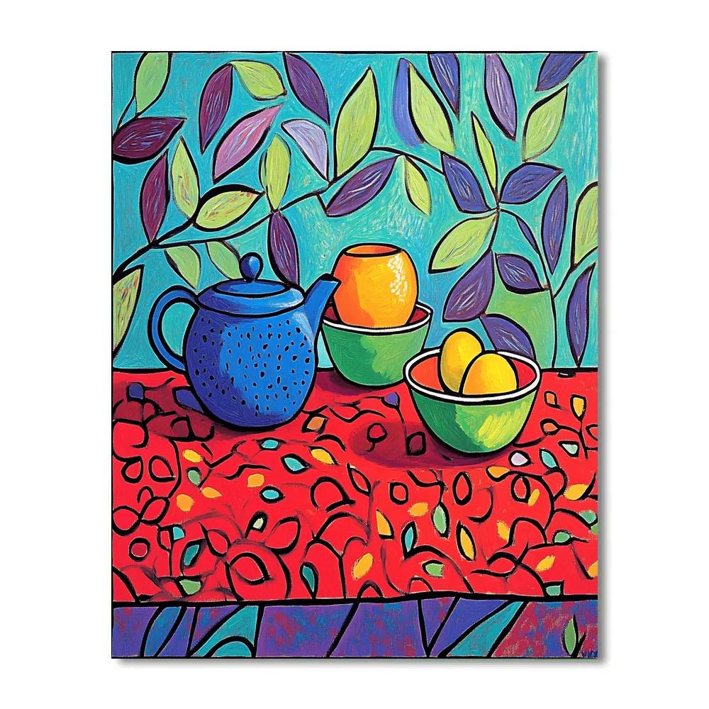 Matisse Inspired Colorful Breakfast Table paint by color