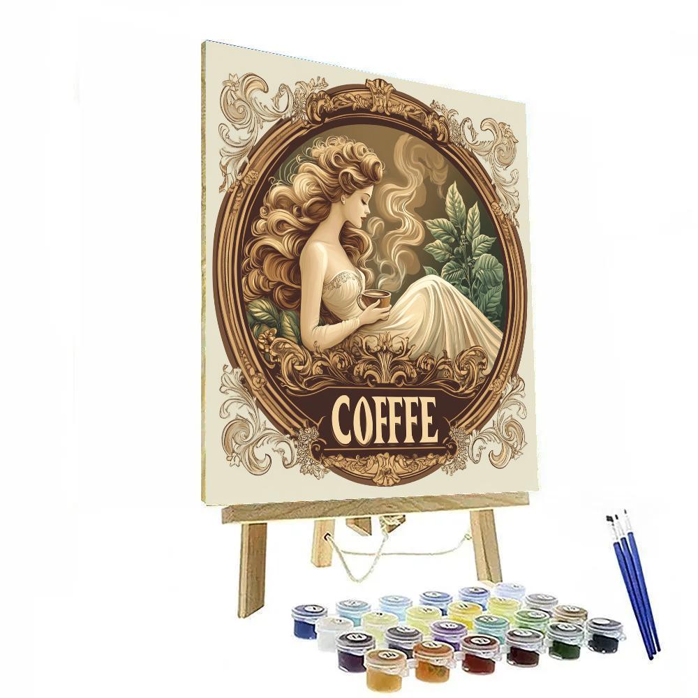 Alphonse Mucha Inspired Coffee House Muse Number painting