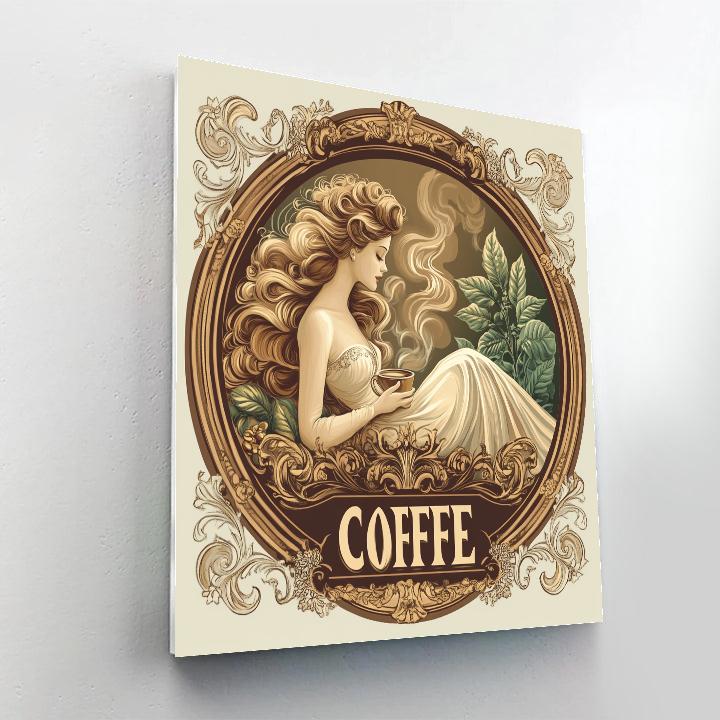 Alphonse Mucha Inspired Coffee House Muse Number painting