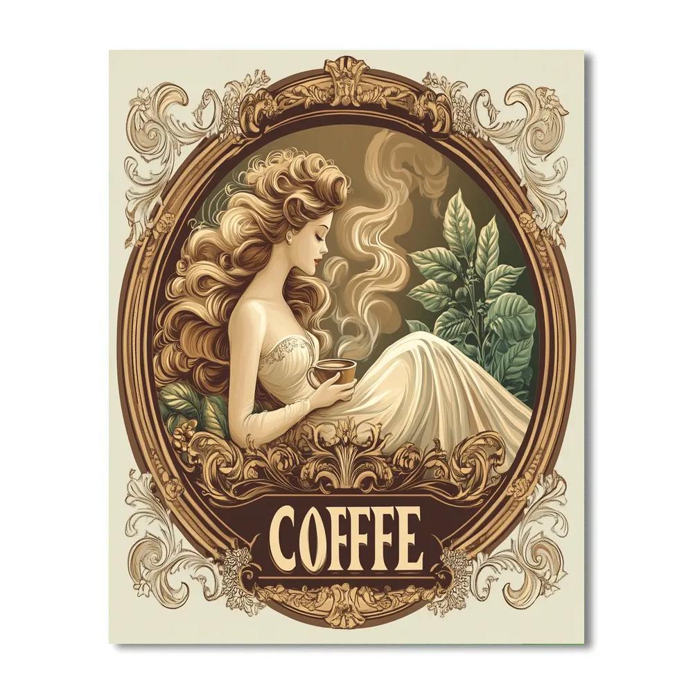 Alphonse Mucha Inspired Coffee House Muse Number painting
