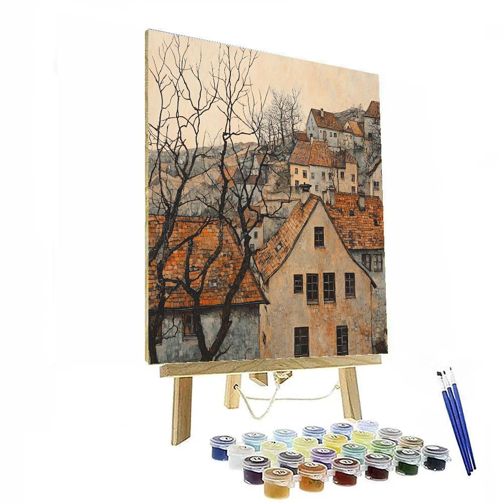 Egon Schiele Inspired City Rooftops In Autumn DIY paint by numbers