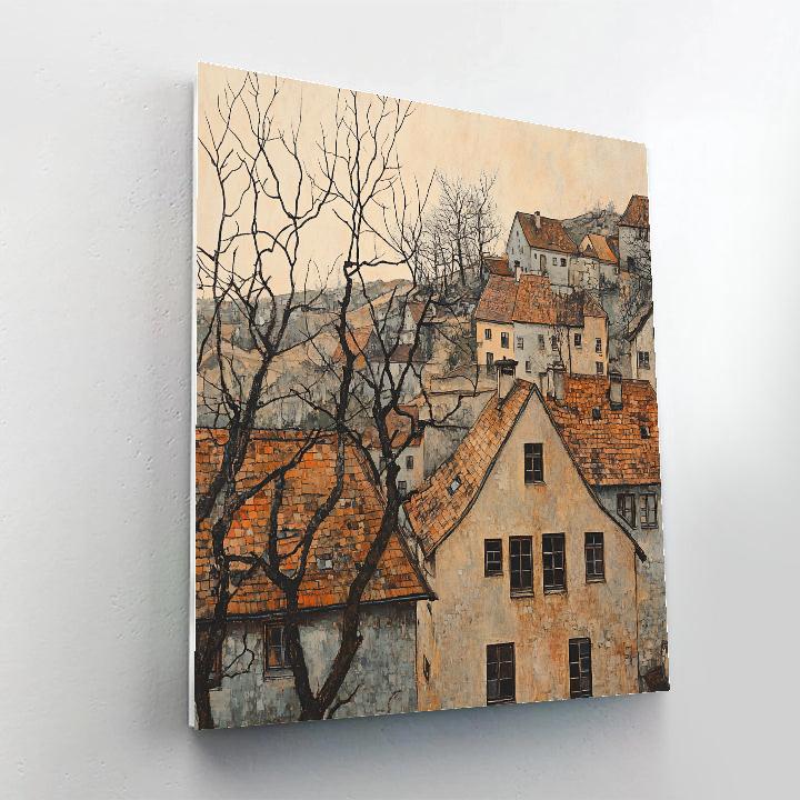 Egon Schiele Inspired City Rooftops In Autumn DIY paint by numbers