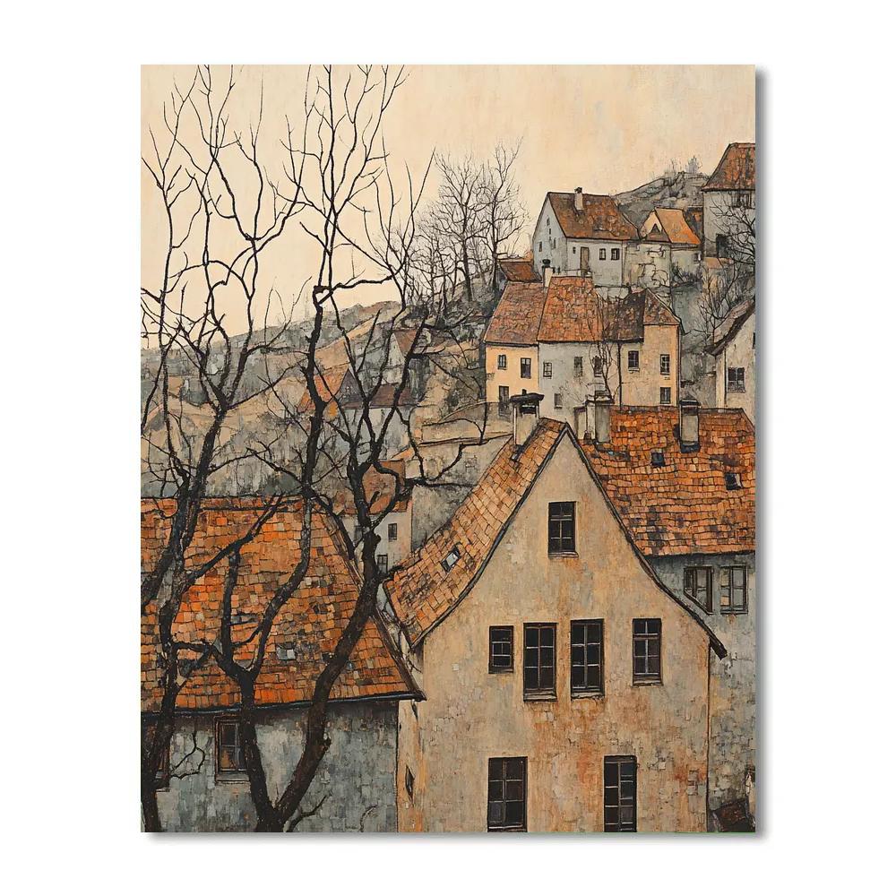 Egon Schiele Inspired City Rooftops In Autumn DIY paint by numbers