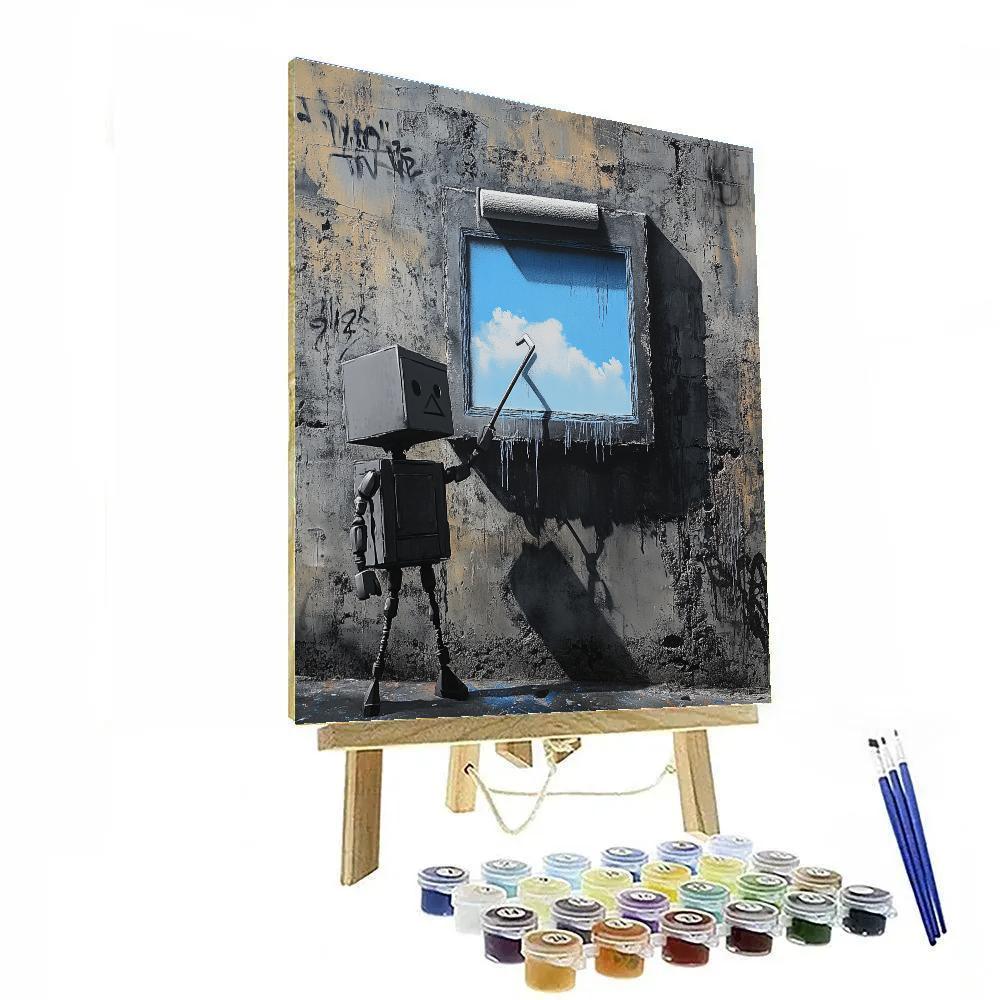 Banksy Inspired Robot Painter Alley painting number kit