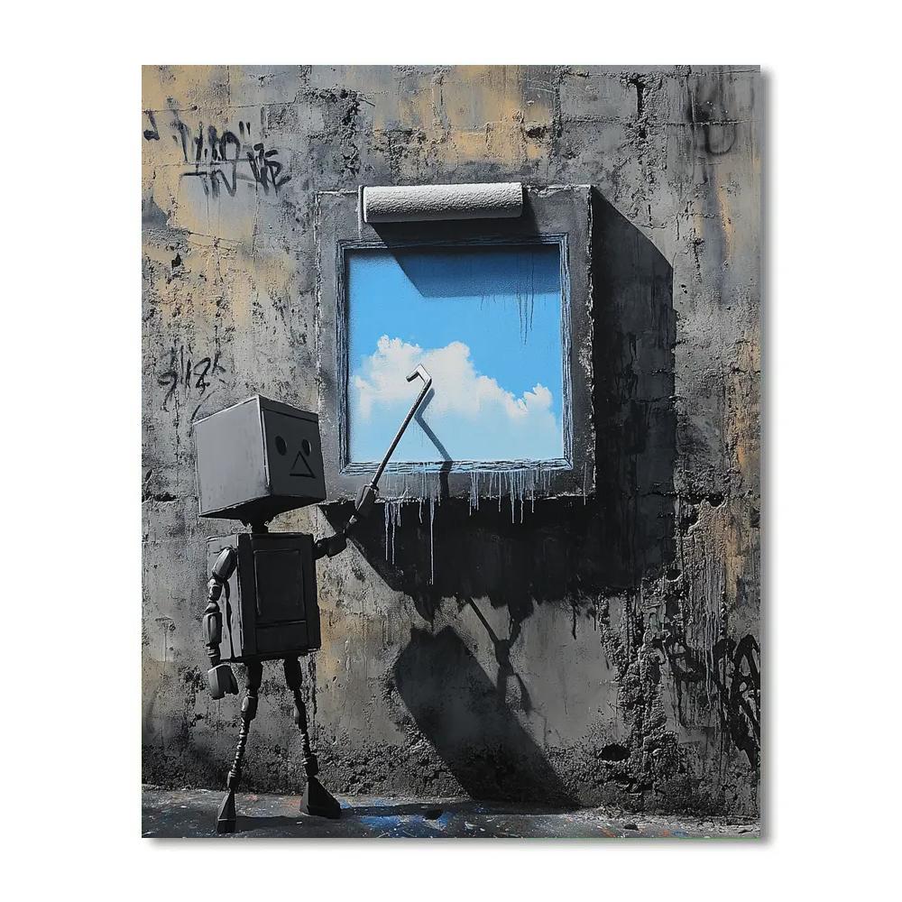 Banksy Inspired Robot Painter Alley painting number kit