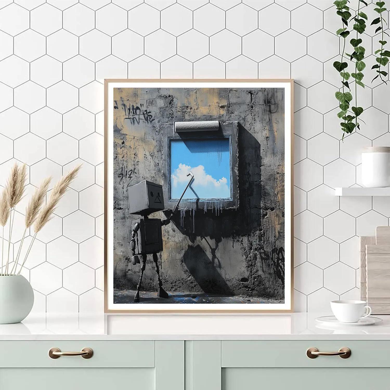 Banksy Inspired Robot Painter Alley painting number kit