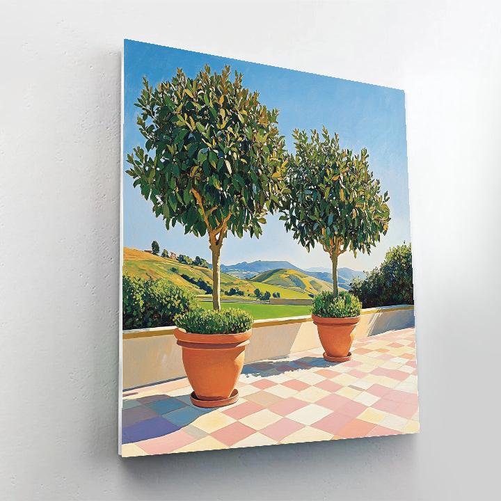 David Hockney Inspired Terrace With Potted Trees Painting by numbers kit