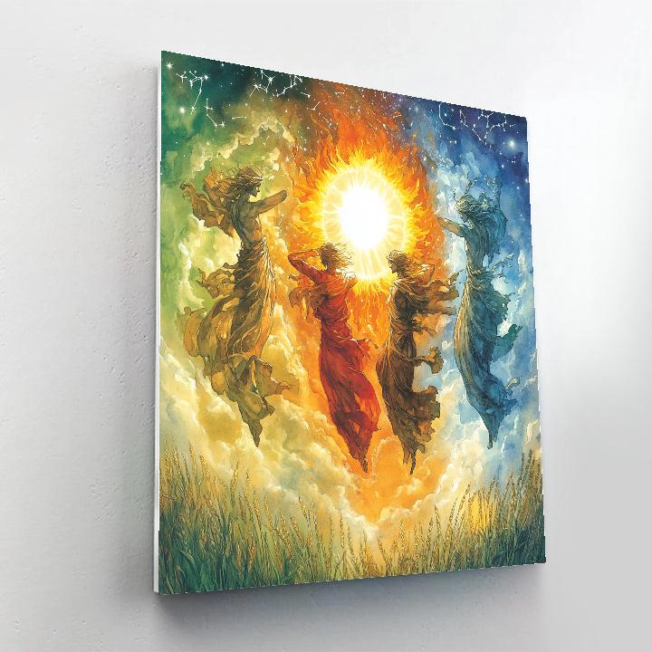 William Blake Inspired Vision Of The Seasons Number painting