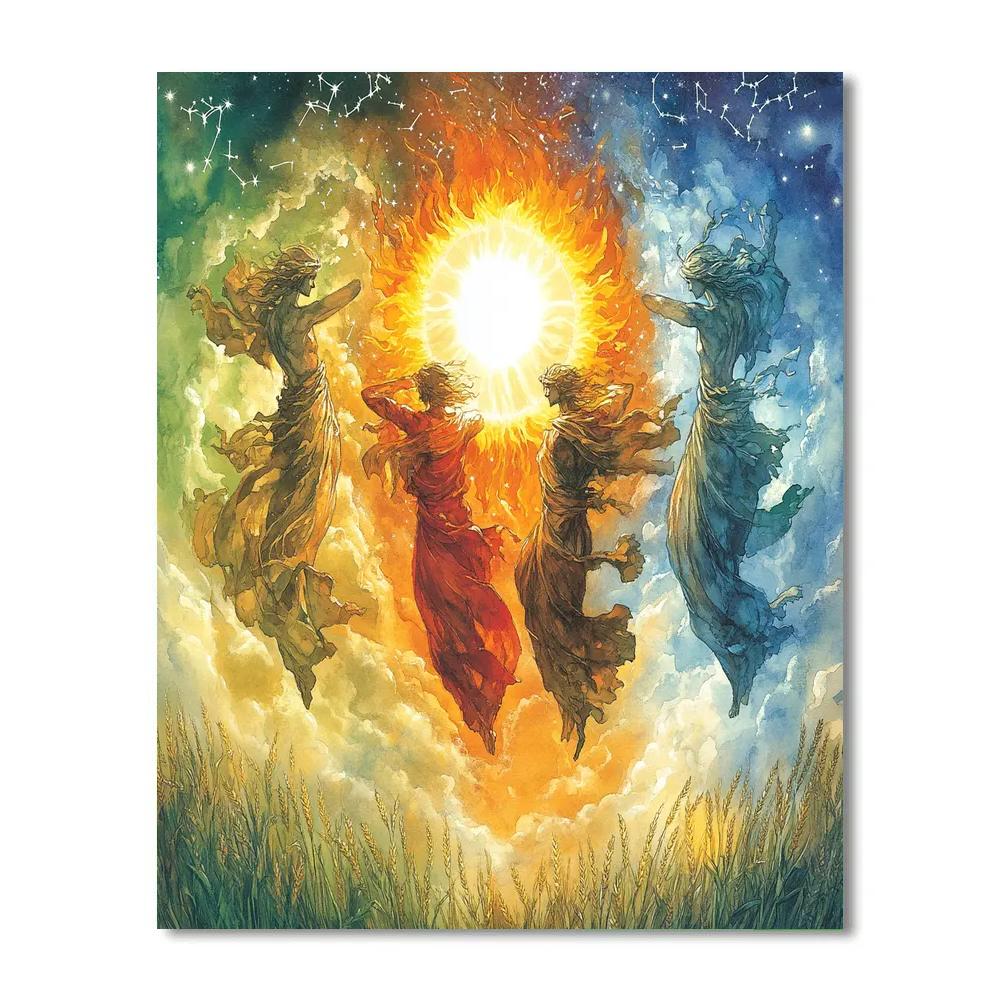 William Blake Inspired Vision Of The Seasons Number painting