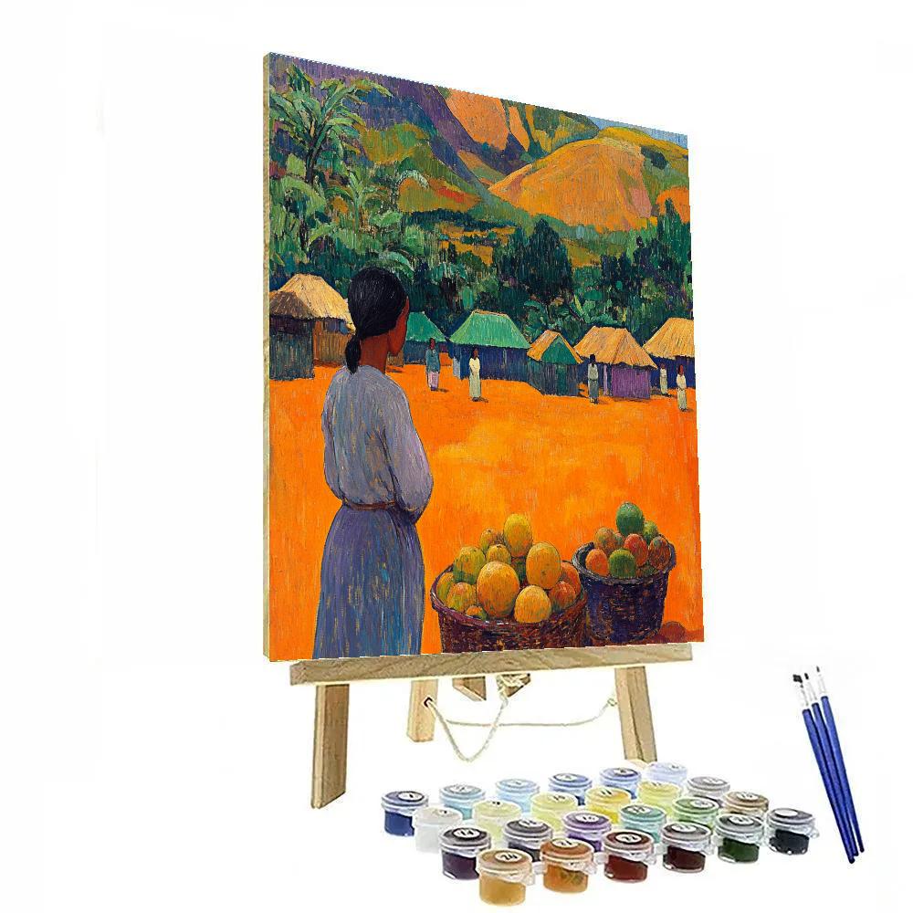 Gauguin Inspired Market In Tropical Village Paint by numbers kits