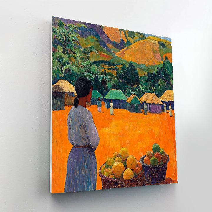 Gauguin Inspired Market In Tropical Village Paint by numbers kits