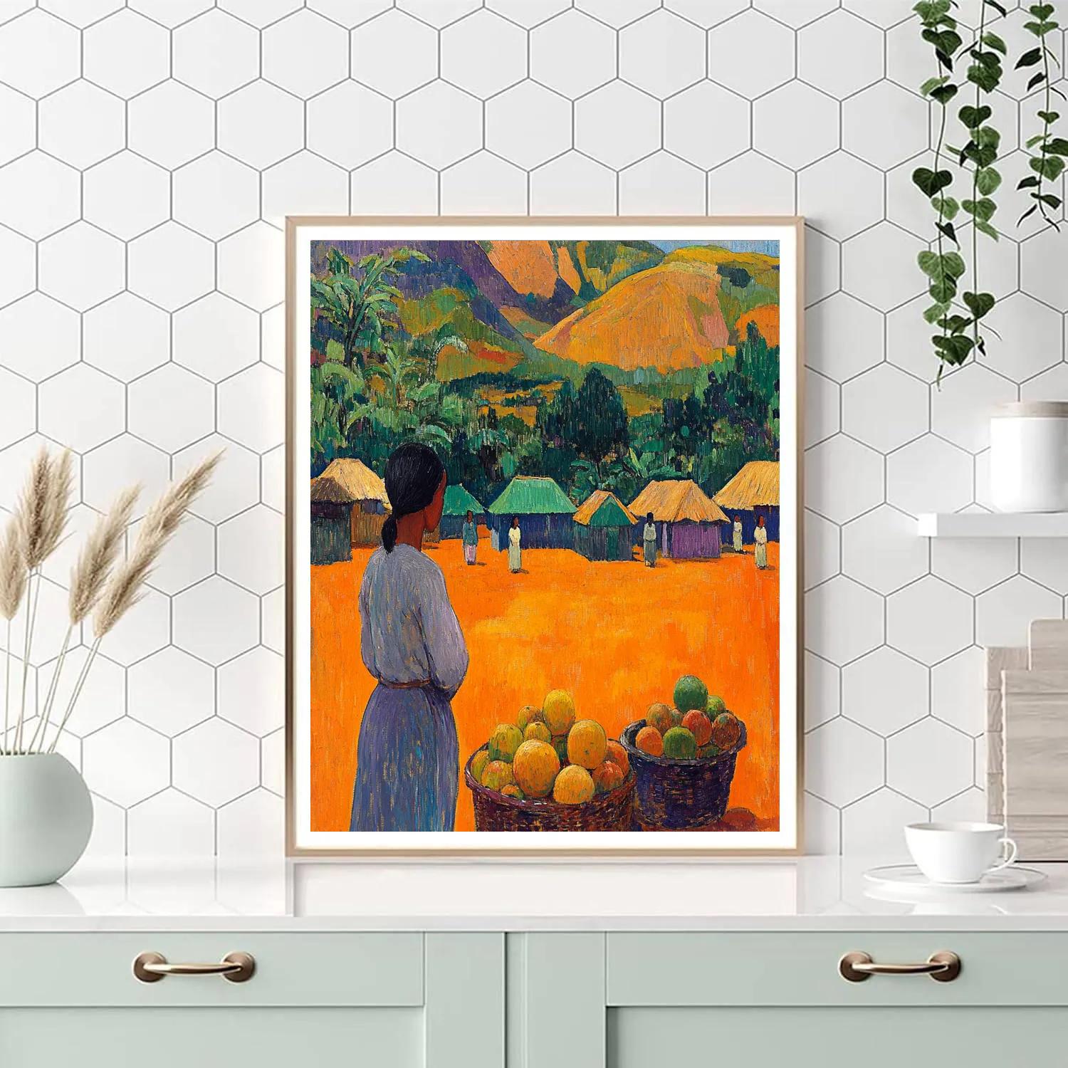 Gauguin Inspired Market In Tropical Village Paint by numbers kits