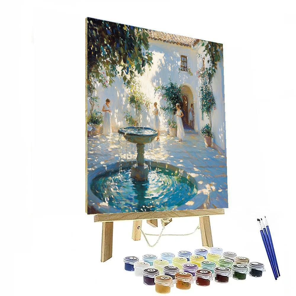Sorolla Inspired Garden Fountain Noon Paint by numbers art