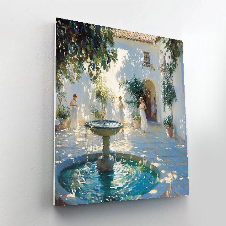 Sorolla Inspired Garden Fountain Noon Paint by numbers art