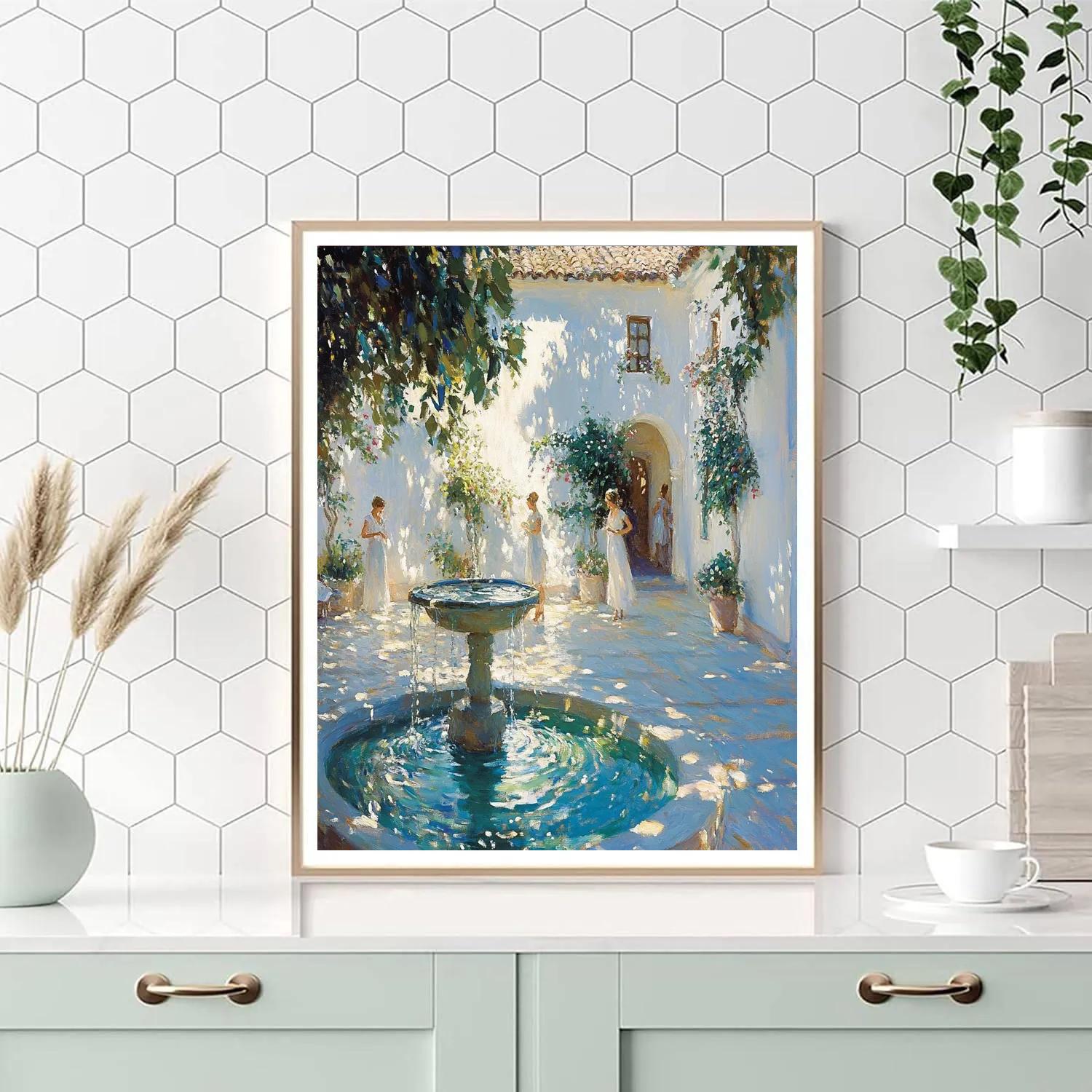 Sorolla Inspired Garden Fountain Noon Paint by numbers art