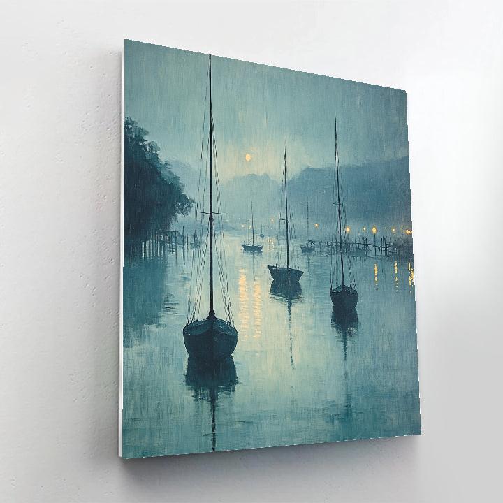 Whistler Inspired Foggy Harbor Morning DIY paint by numbers