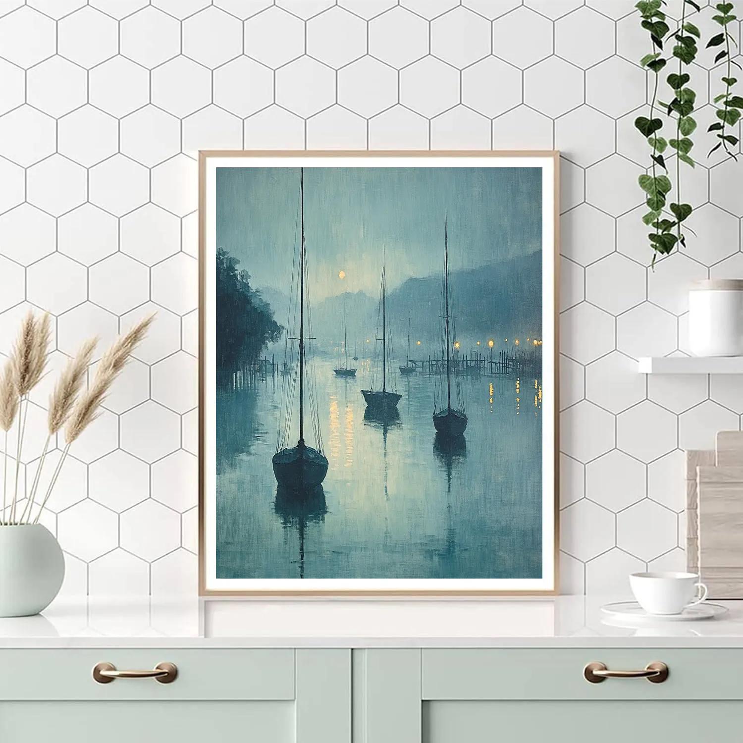Whistler Inspired Foggy Harbor Morning DIY paint by numbers