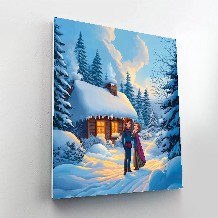 Anna And Kristoff’s Winter Cabin Disney Inspired Number painting