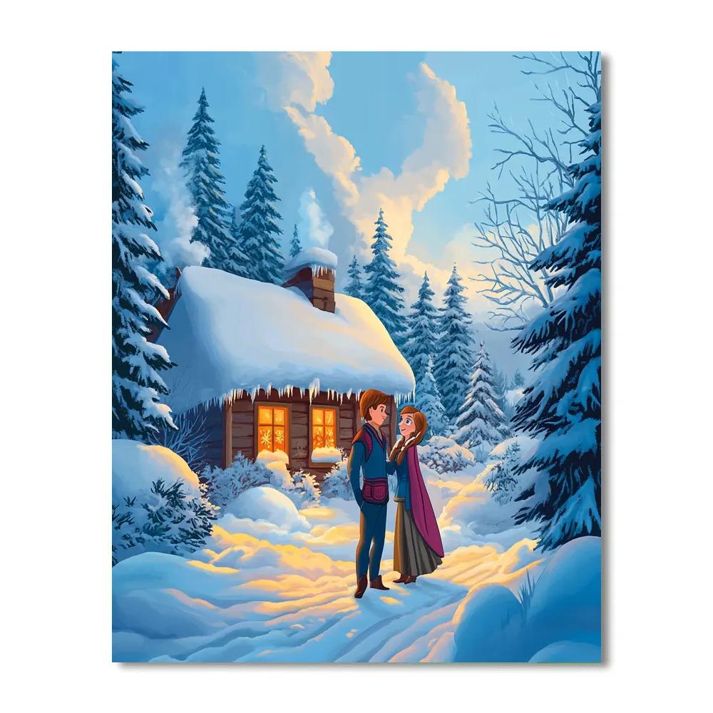 Anna And Kristoff’s Winter Cabin Disney Inspired Number painting