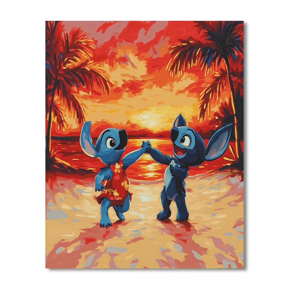 Lilo And Stitch’s Beach Sunset Dance Disney Inspired Painting by numbers kit