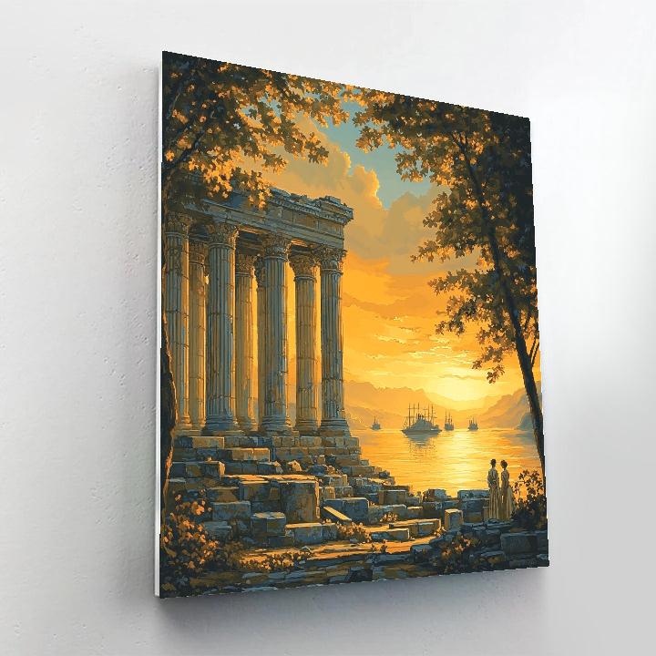 Claude Lorrain Inspired Sunset Over Ruined Temple Painting by numbers kit