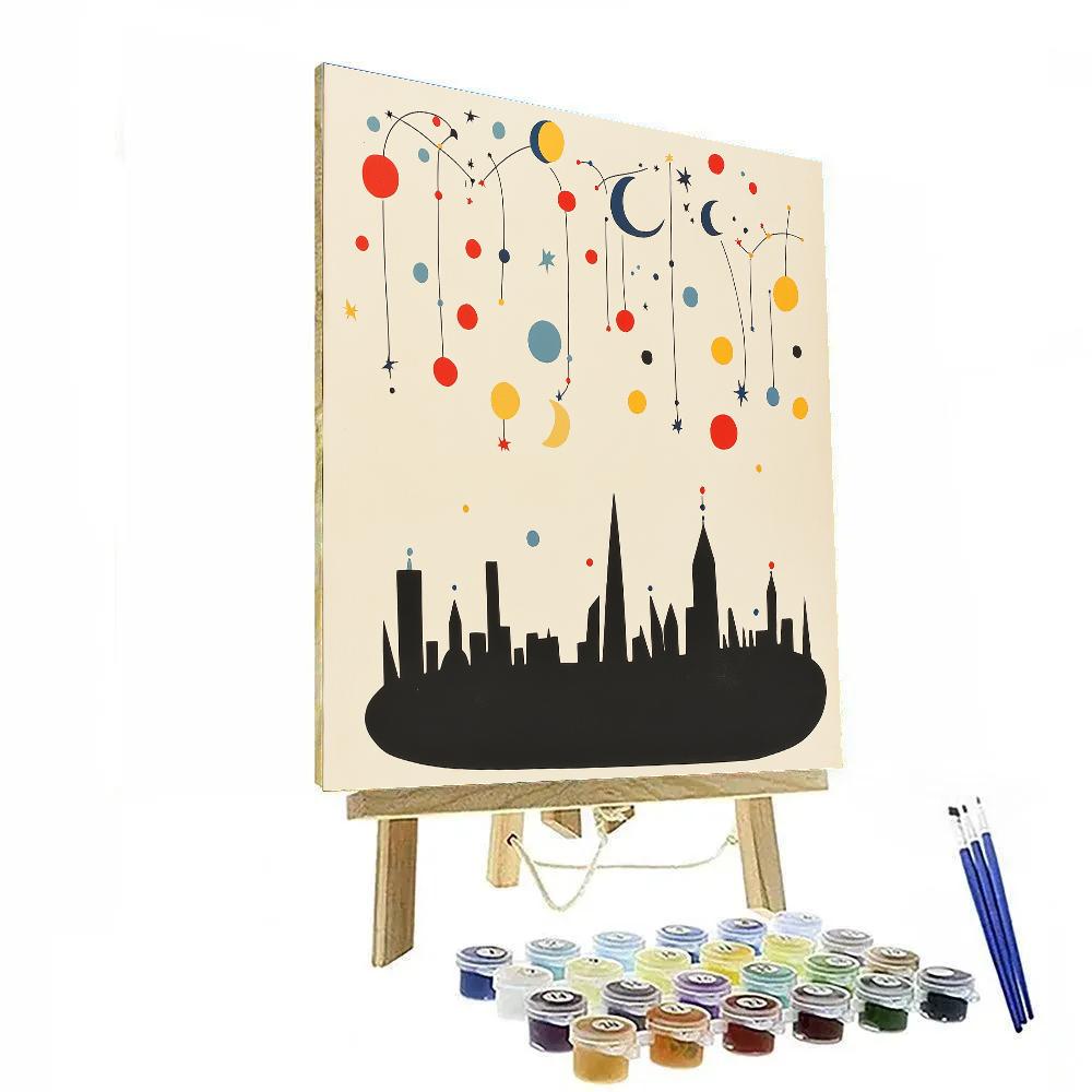 Joan Miro Inspired Sleeping City Night Sky Number painting