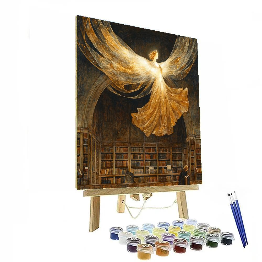 William Blake Inspired Angel Over Library paint by numbers