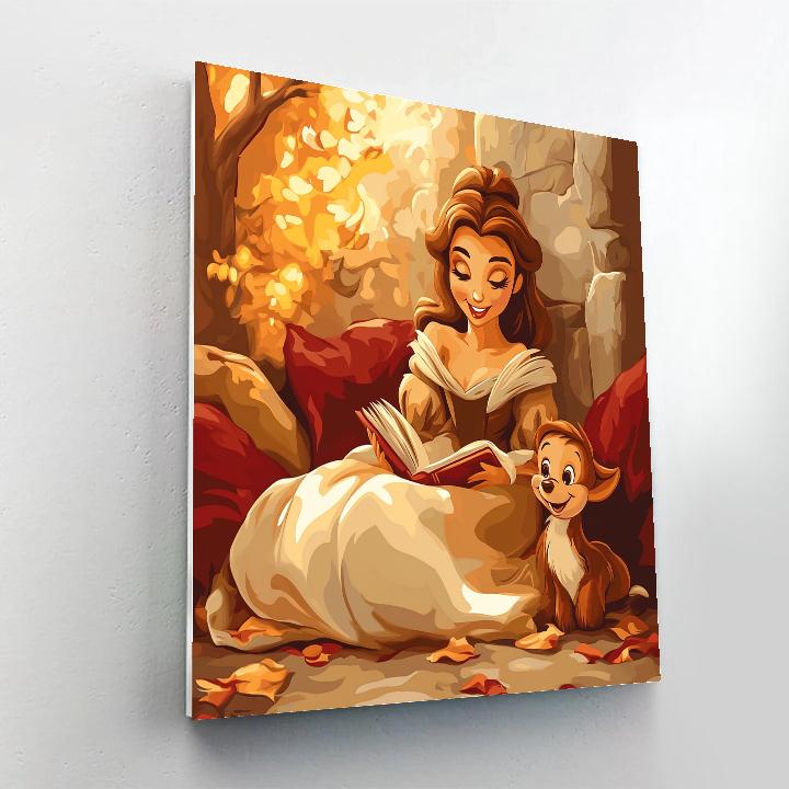 Belle And Chip’s Cozy Reading Time Disney Inspired Paint by numbers art
