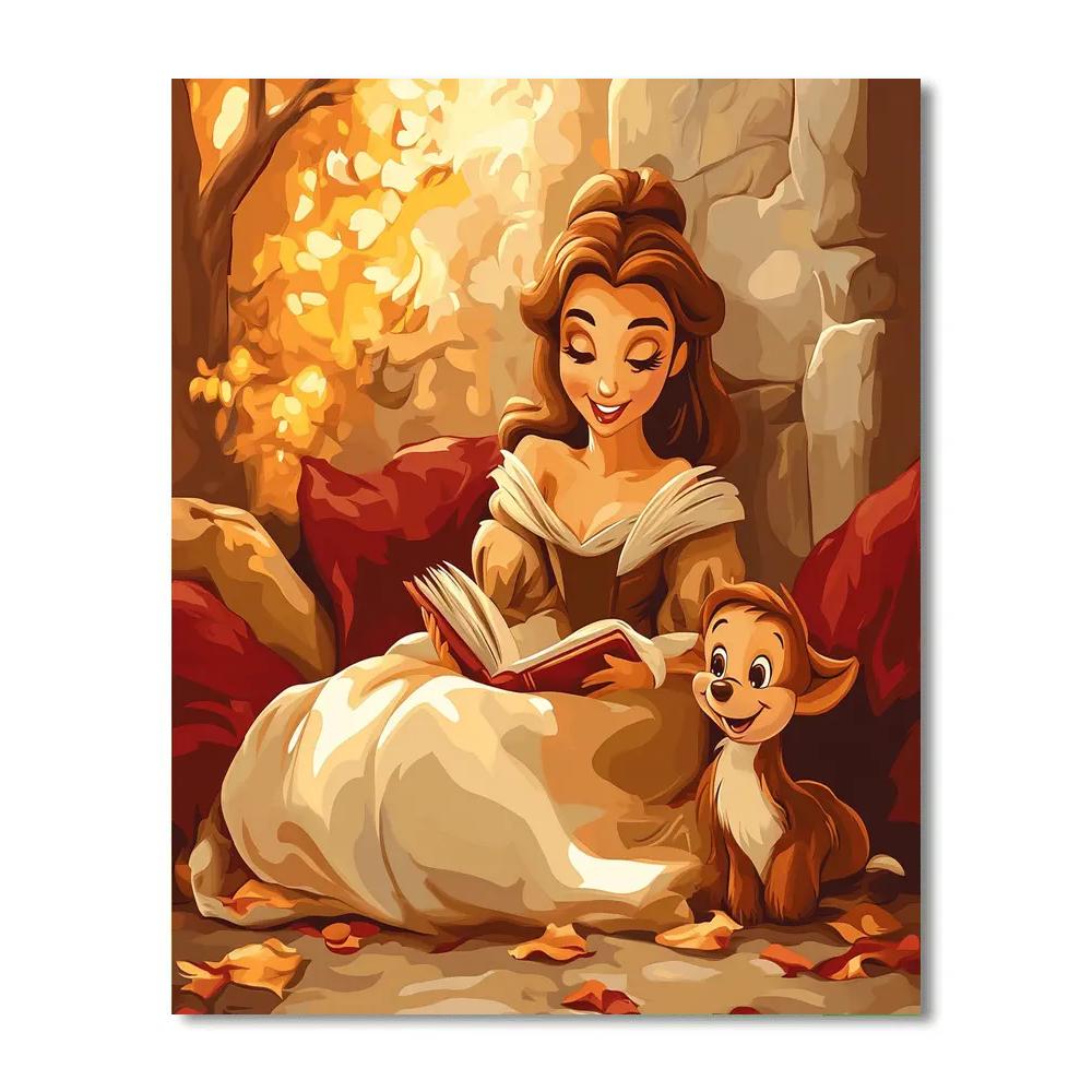 Belle And Chip’s Cozy Reading Time Disney Inspired Paint by numbers art