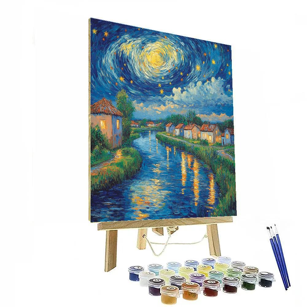 Van Gogh Inspired Starry Village River Painting by numbers kit