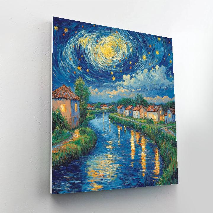 Van Gogh Inspired Starry Village River Painting by numbers kit