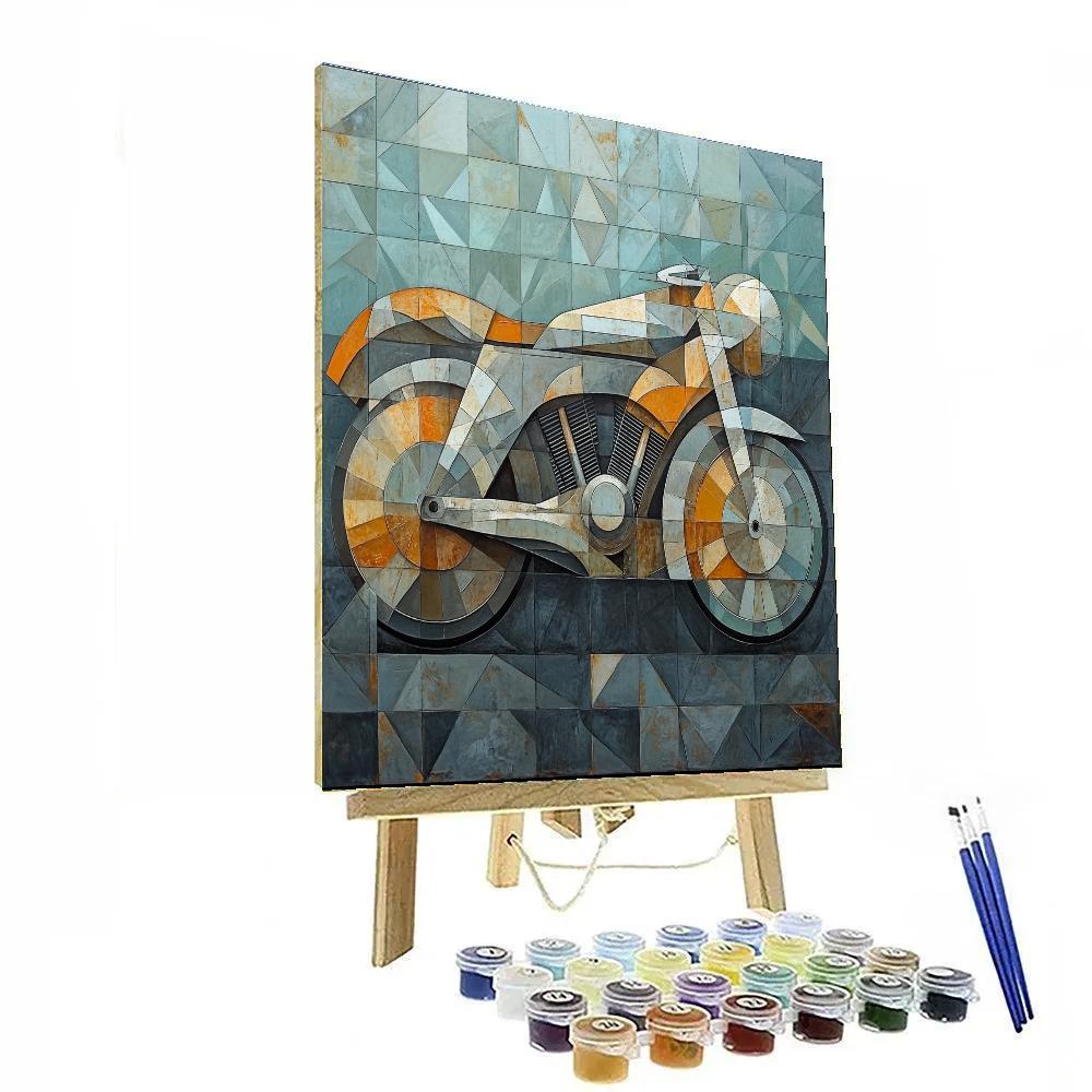Picasso Inspired Cubist Vintage Motorcycle paint by color