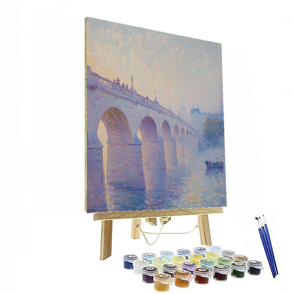 Monet Inspired Foggy City Bridge Dawn painting number kit