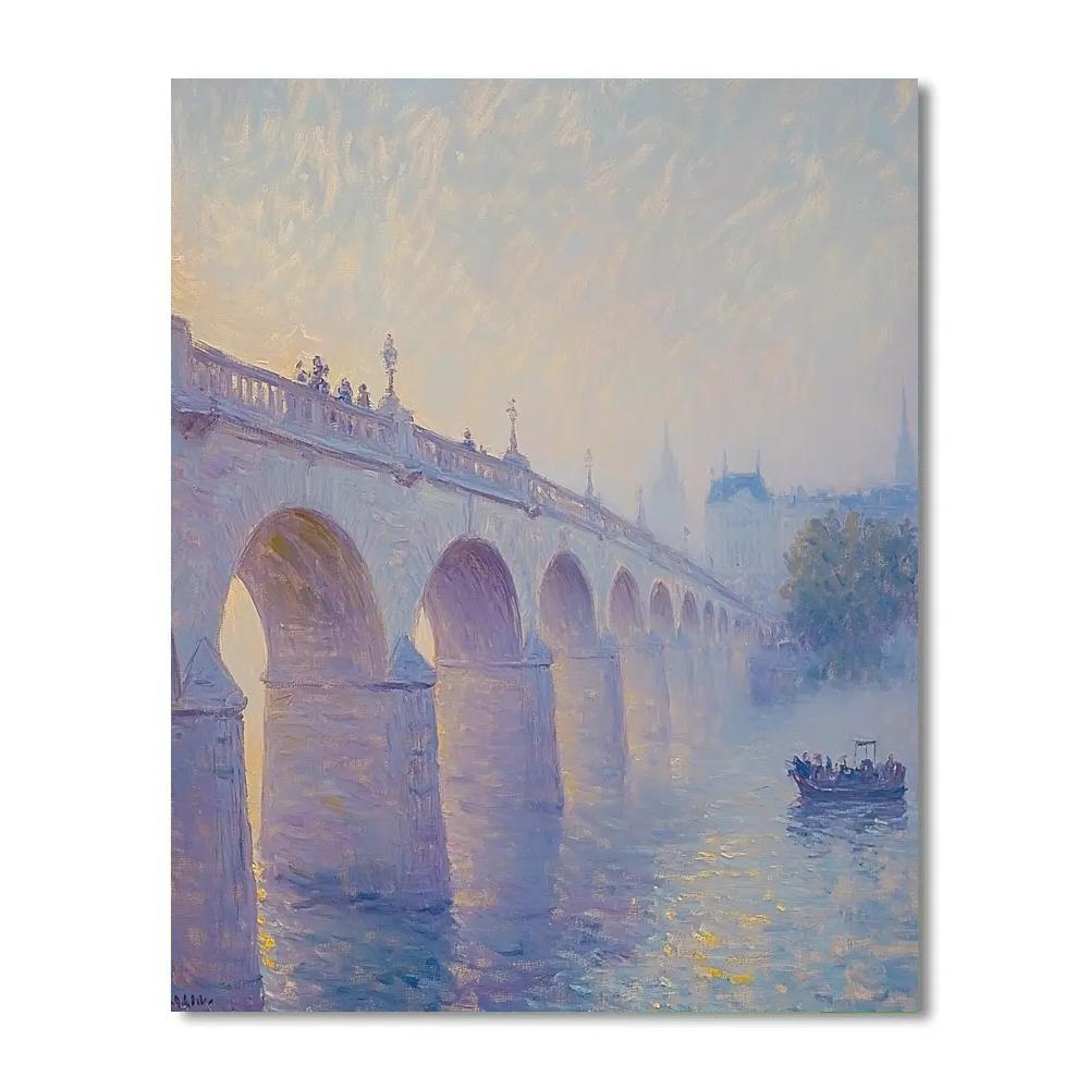 Monet Inspired Foggy City Bridge Dawn painting number kit