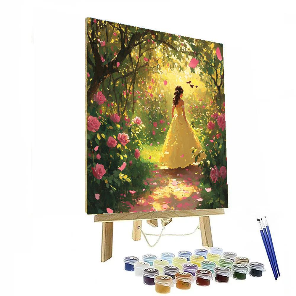 Belle’s Enchanted Rose Garden Disney Inspired Paint by numbers art