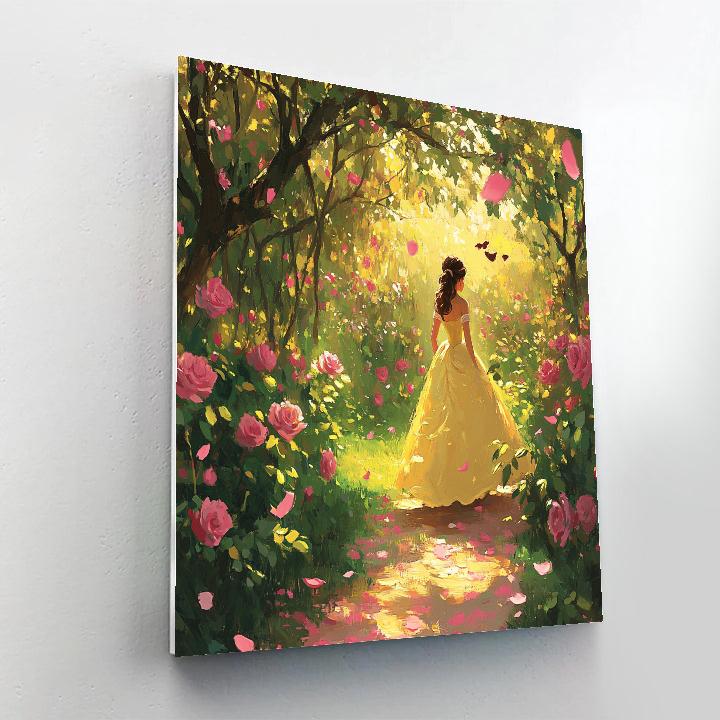 Belle’s Enchanted Rose Garden Disney Inspired Paint by numbers art