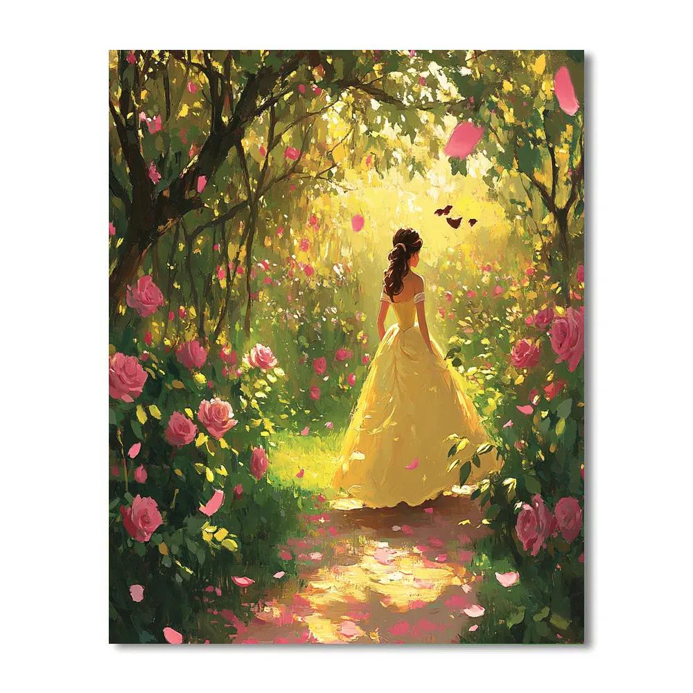 Belle’s Enchanted Rose Garden Disney Inspired Paint by numbers art