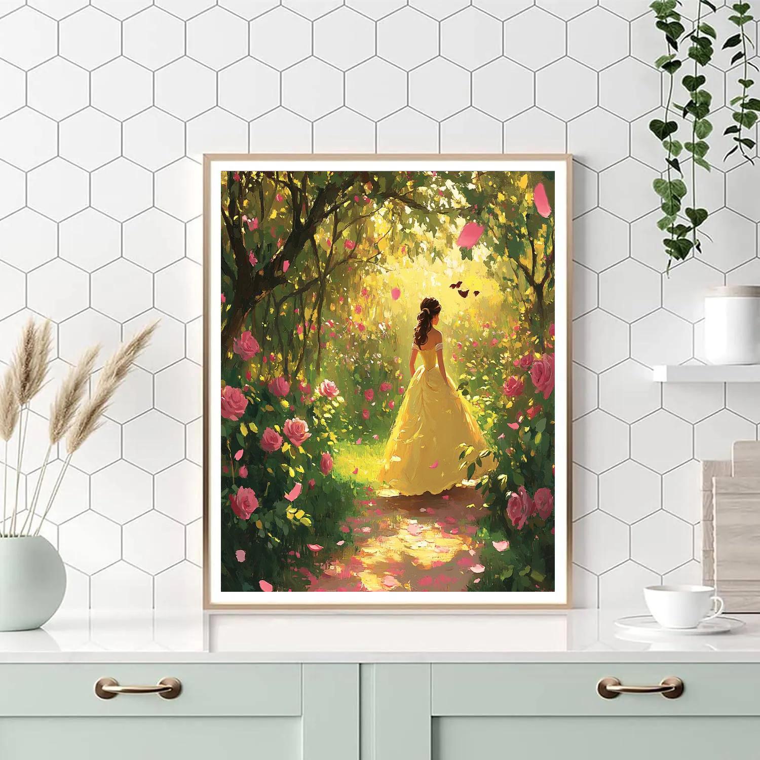 Belle’s Enchanted Rose Garden Disney Inspired Paint by numbers art