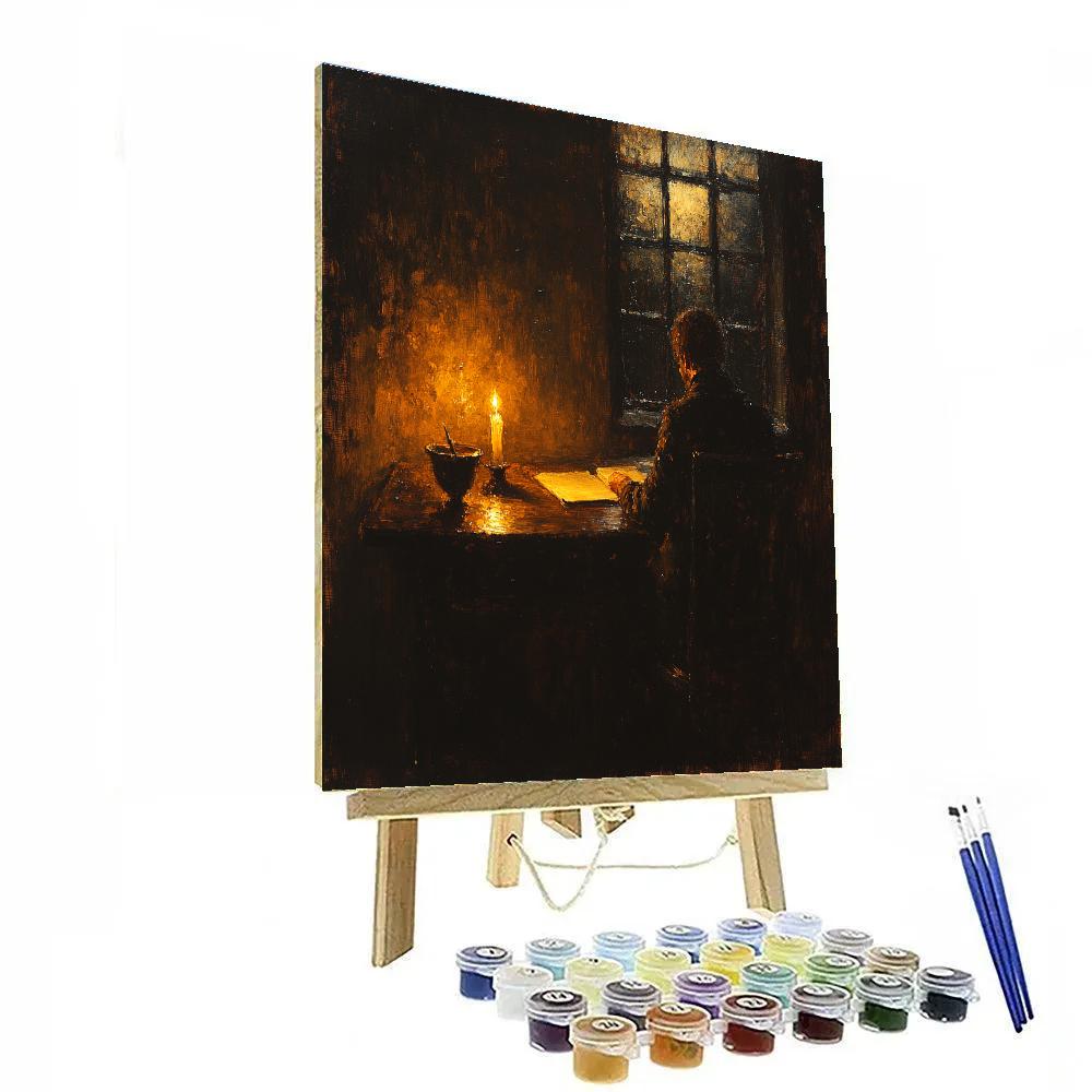 Rembrandt Inspired Candlelit Writer Desk paint by color