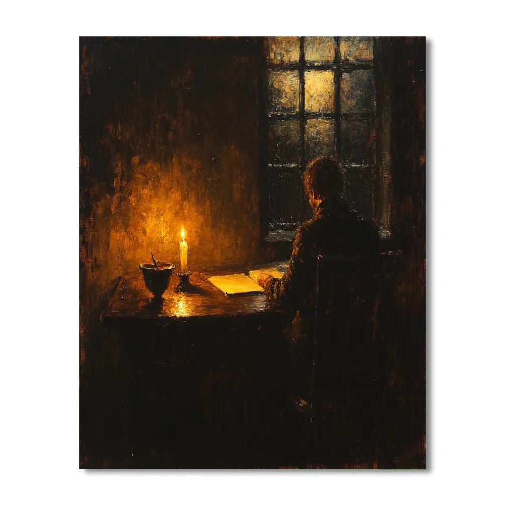 Rembrandt Inspired Candlelit Writer Desk paint by color