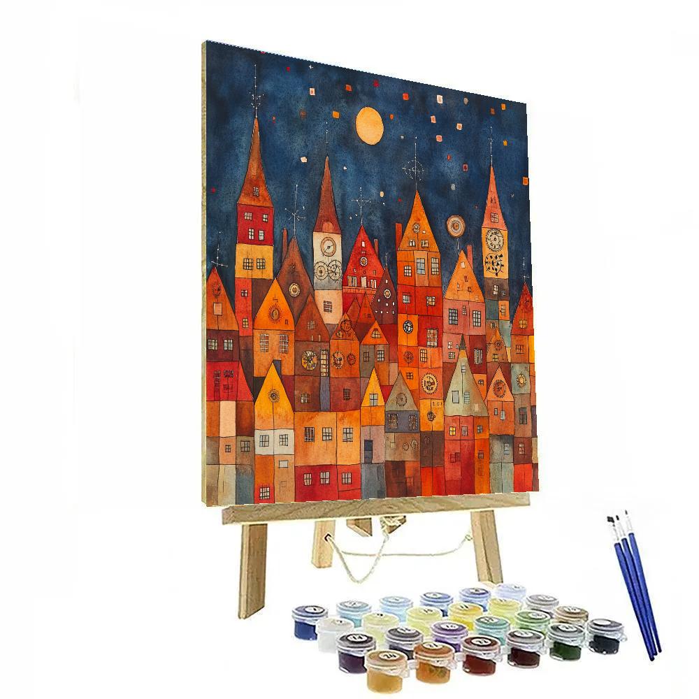 Paul Klee Inspired Clockwork City Night paint by number