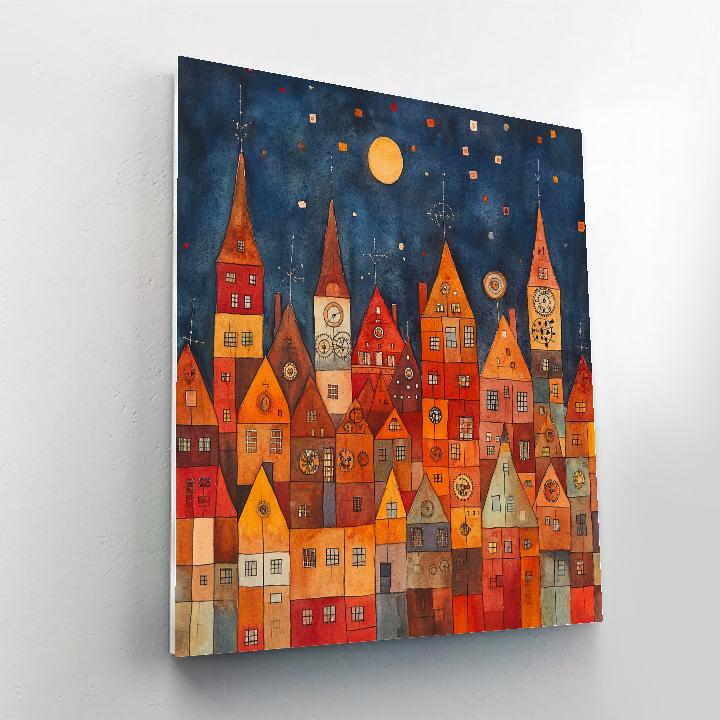 Paul Klee Inspired Clockwork City Night paint by number