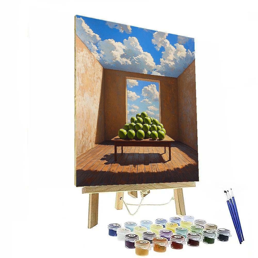 Rene Magritte Inspired Apples And Sky Room Numbered painting kits